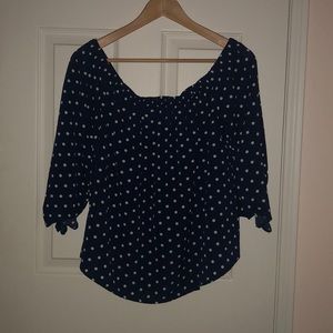 Haute Monde off the shoulder polka dot blouse